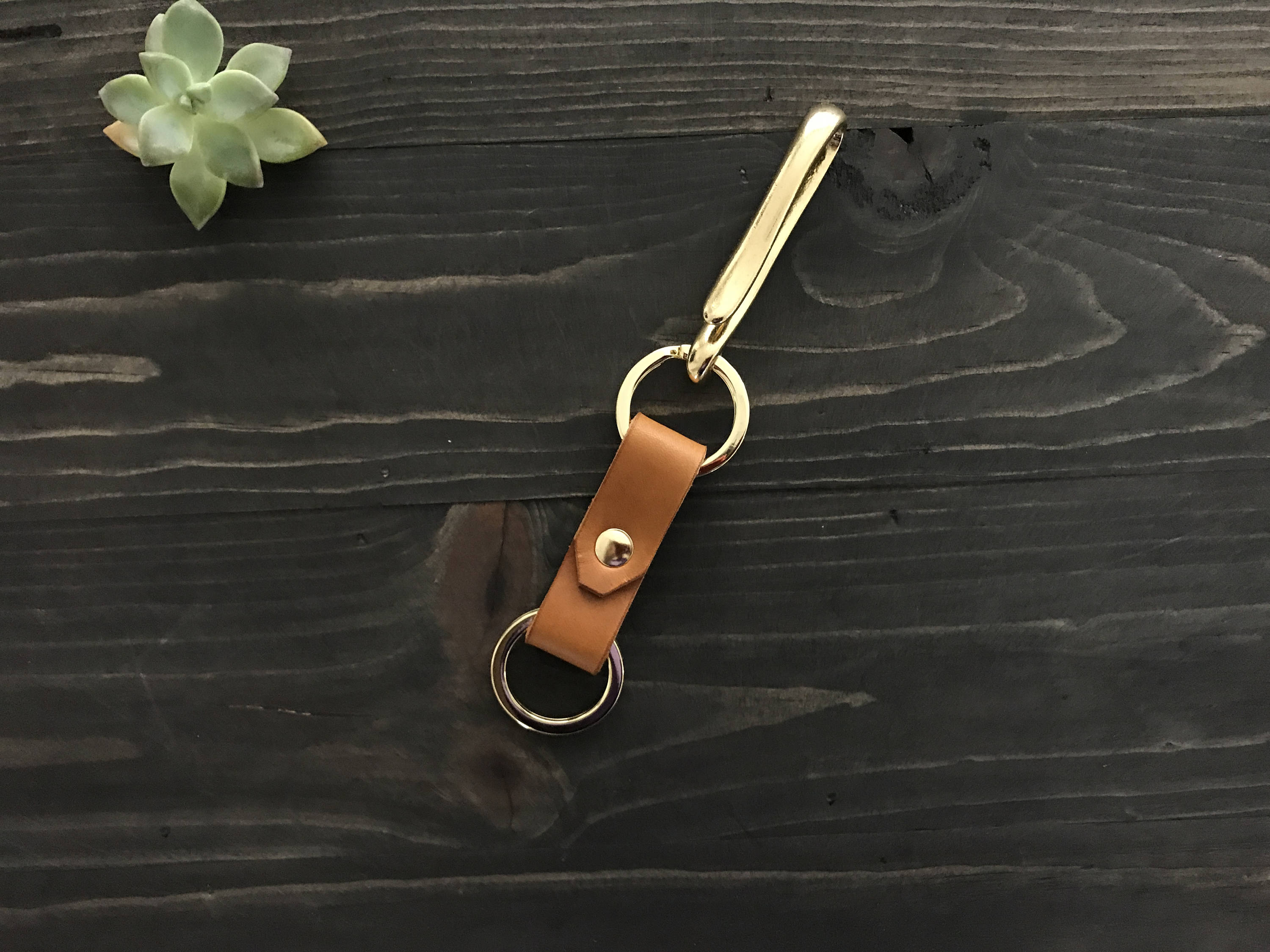 Leather Key Chain with Brass Fish Hook - RECNEPS DESIGN