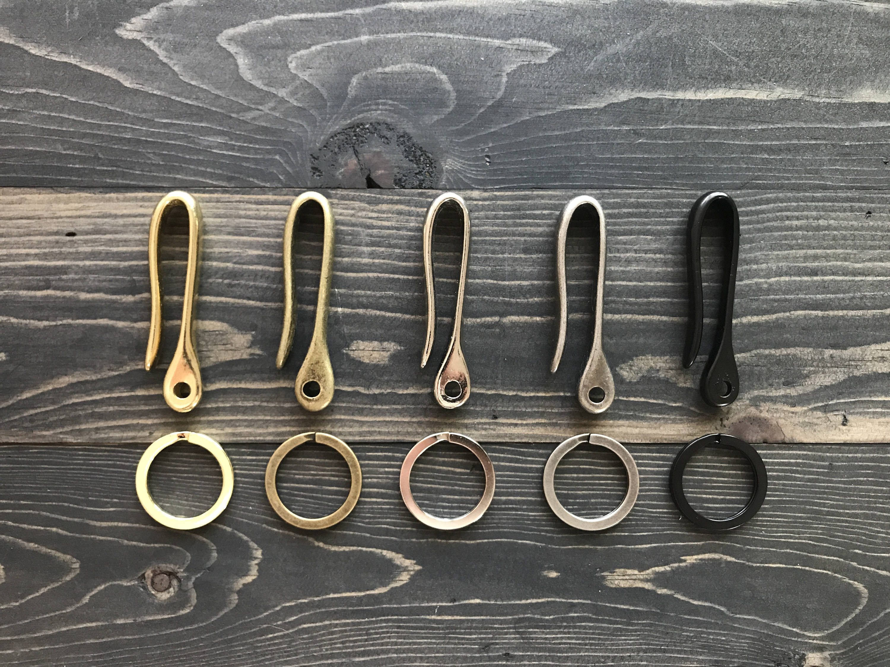 Craft and Lore Solid Brass Key Hook, Keychain Fish Hook Copper / Horween Shell Cordovan +8